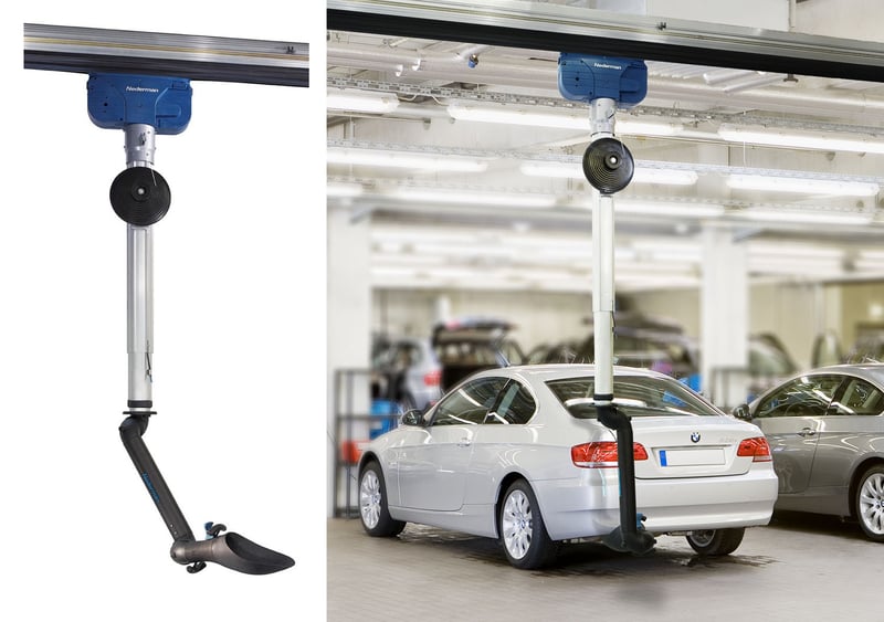 Sistema di estrazione dei gas di scarico su binario senza contatto